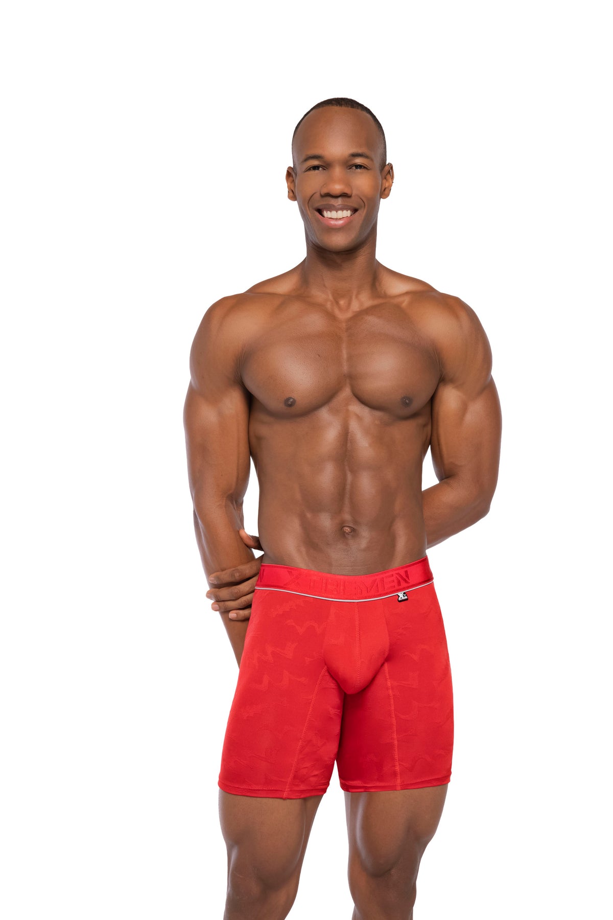 BOXER CLASICO LARGO MICROFIBRA JACQUARD ZAFIRO ROJO