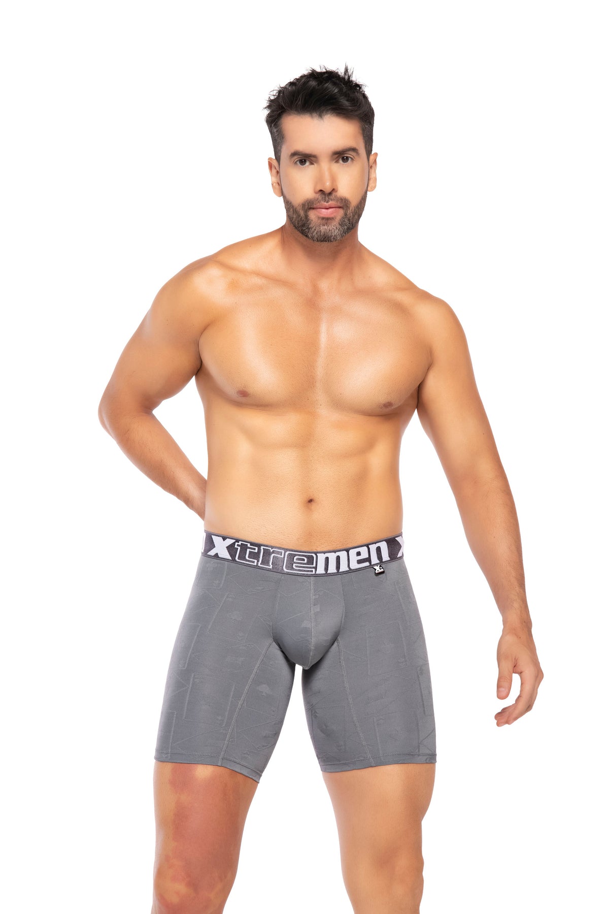 BOXERCLÁSICO LARGO MICROFIBRA NAIPE GRIS OSC