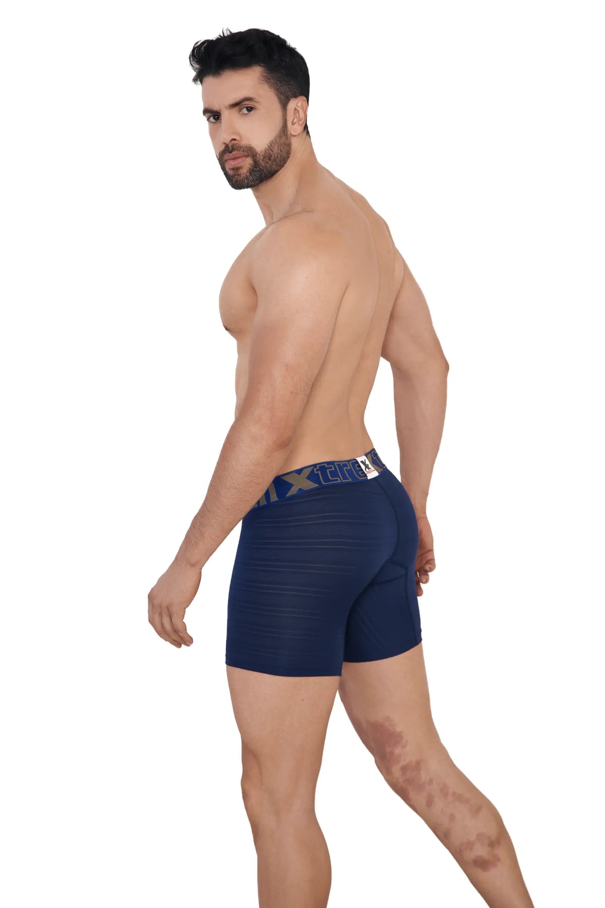 BOXER LARGO MICROFIBRA JACQUARD AZUL OSCURO