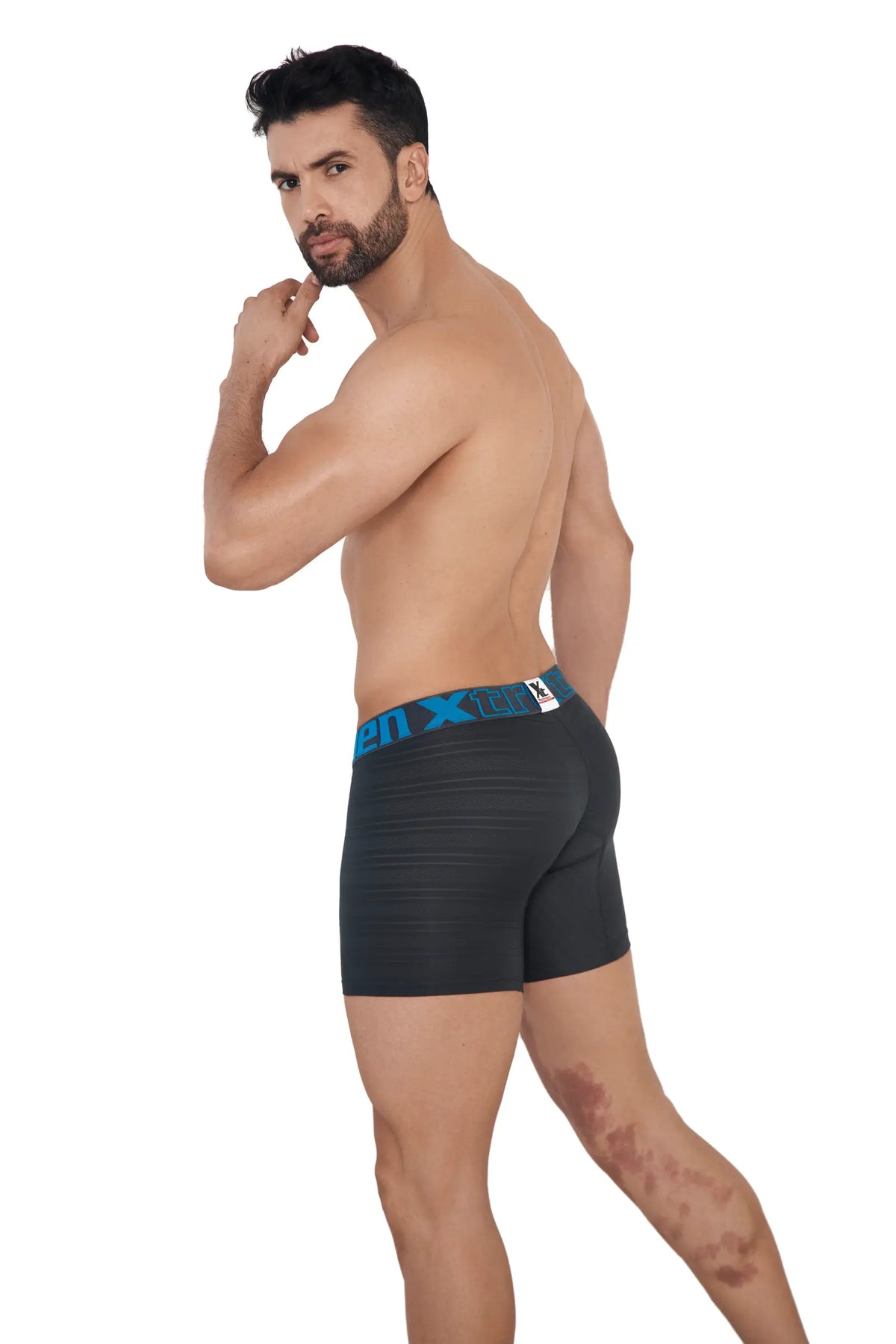 BOXER LARGO MICROFIBRA JACQUARD GRIS OSCURO