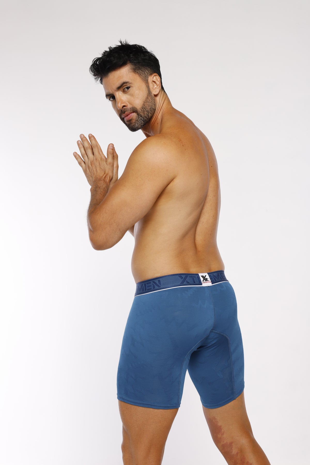 BOXER CLASICO LARGO MICROFIBRA JACQUARD ZAFIRO PETROLEO