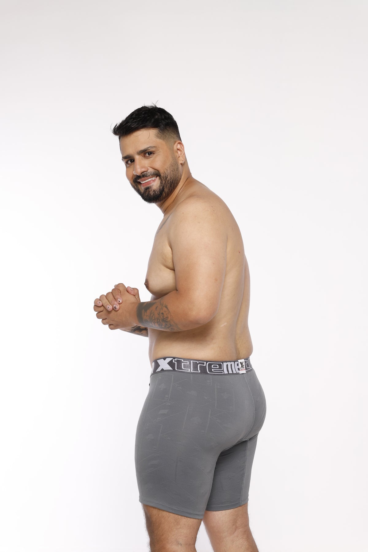 BOXER CLASICOEXTRAGRANDE MICROFIBRAJACQUARDNAIPE GRIS OSC