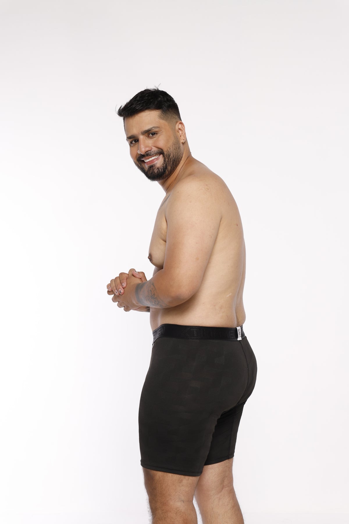 BOXER CLASICO EXTRAGRANDE MICROFIBRA JACQUARD BLOQUES NEGRO