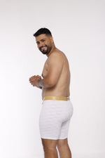 BOXER CLASICO EXTRAGRANDE MICROFIBRA JACQUARD BLOQUES BLANCO