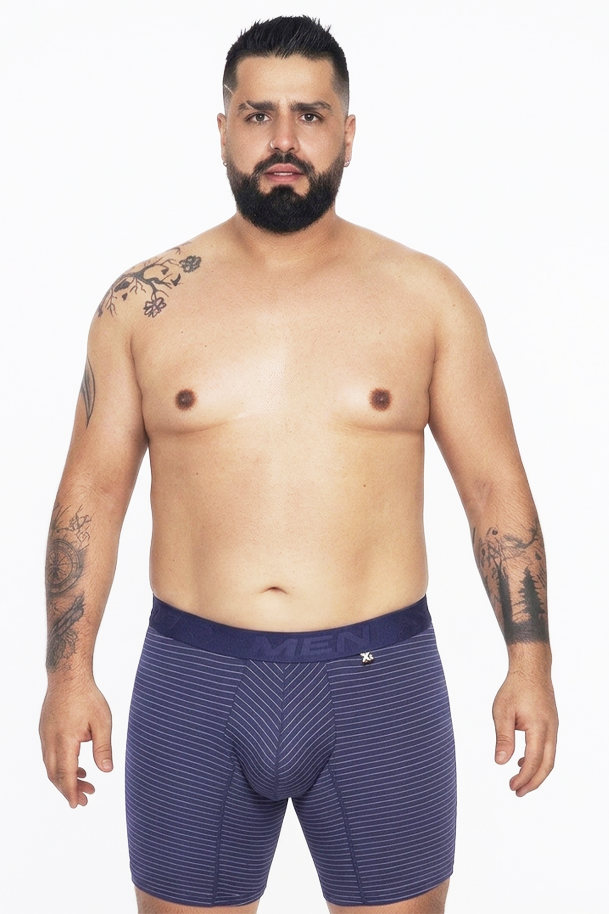 BOXER MICROFIBRA RAYA TIZA AZUL OSCURO