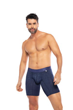 BOXER CLASICO LARGO MICROFIBRA JACQUARD GEMA AZUL OSC