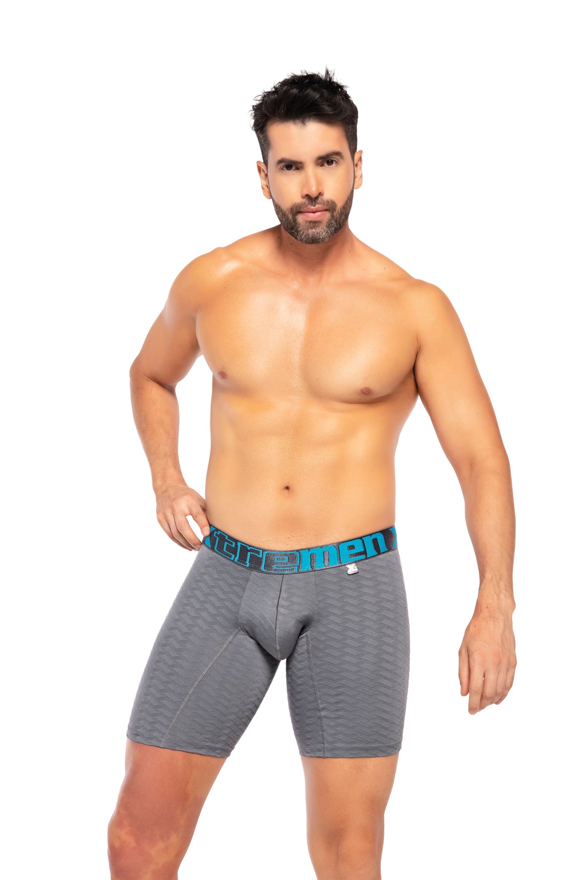 BOXER CLASICO LARGO MICROFIBRA JACQUARD RAYOGRIS OSC