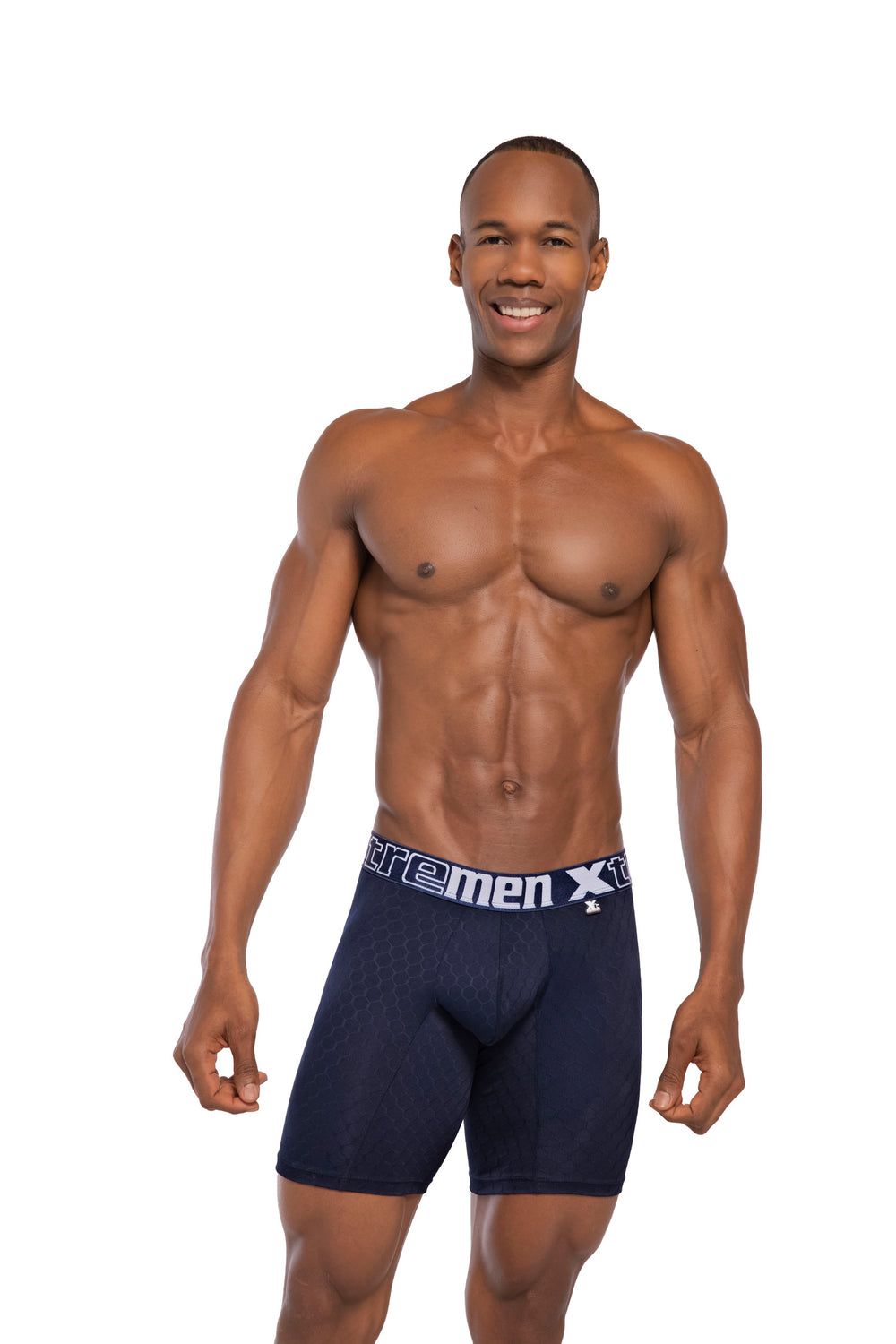 BOXER CLÁSICO LARGO MICROFIBRA JACQUARD COLMENA AZUL OSC
