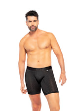 BOXER CLÁSICO LARGO MICROFIBRA JACQUARD COLMENA NEGRO