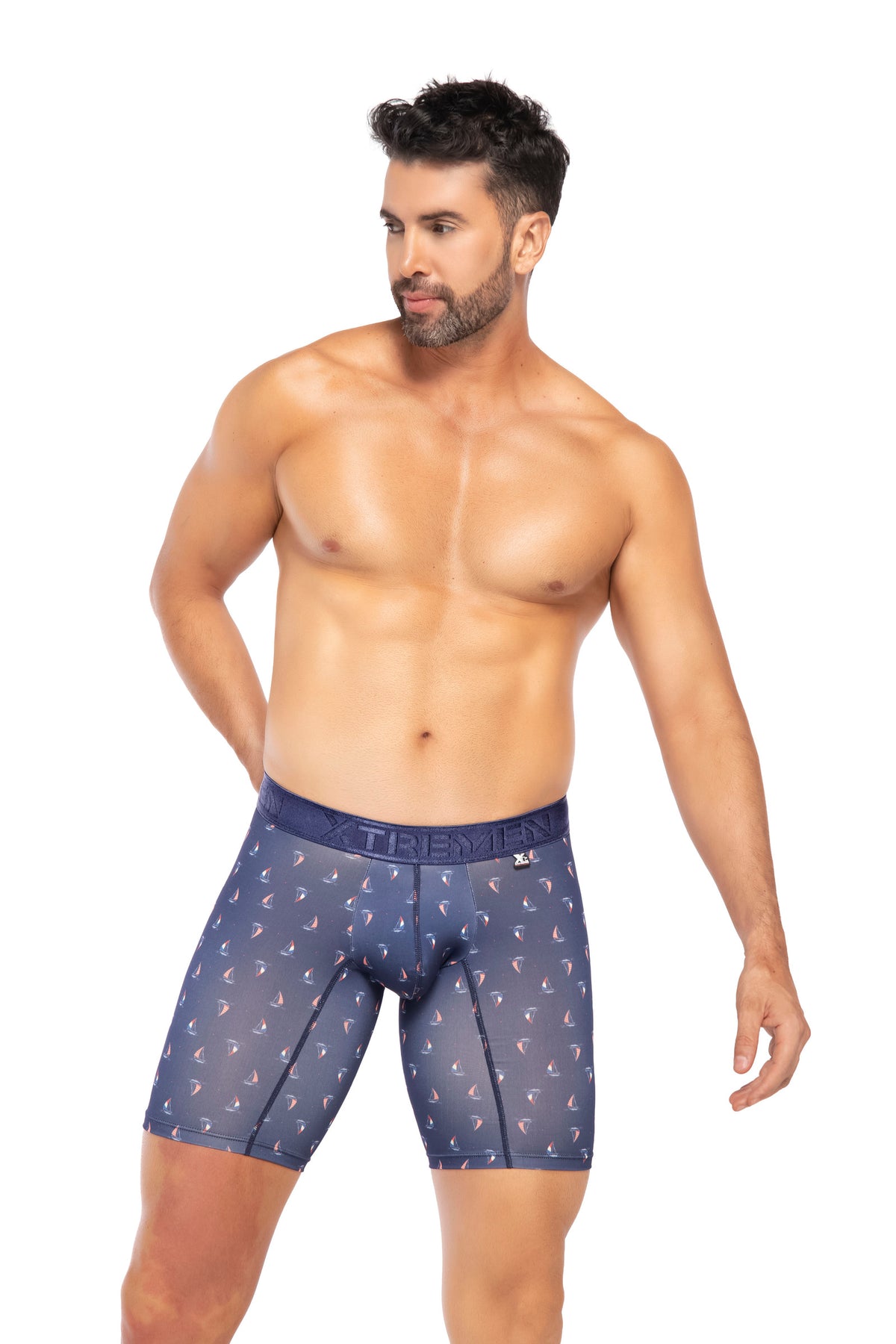 BOXER CLASICO LARGO MICROFIBRA SUBLIMADO VELERO AZUL OSC