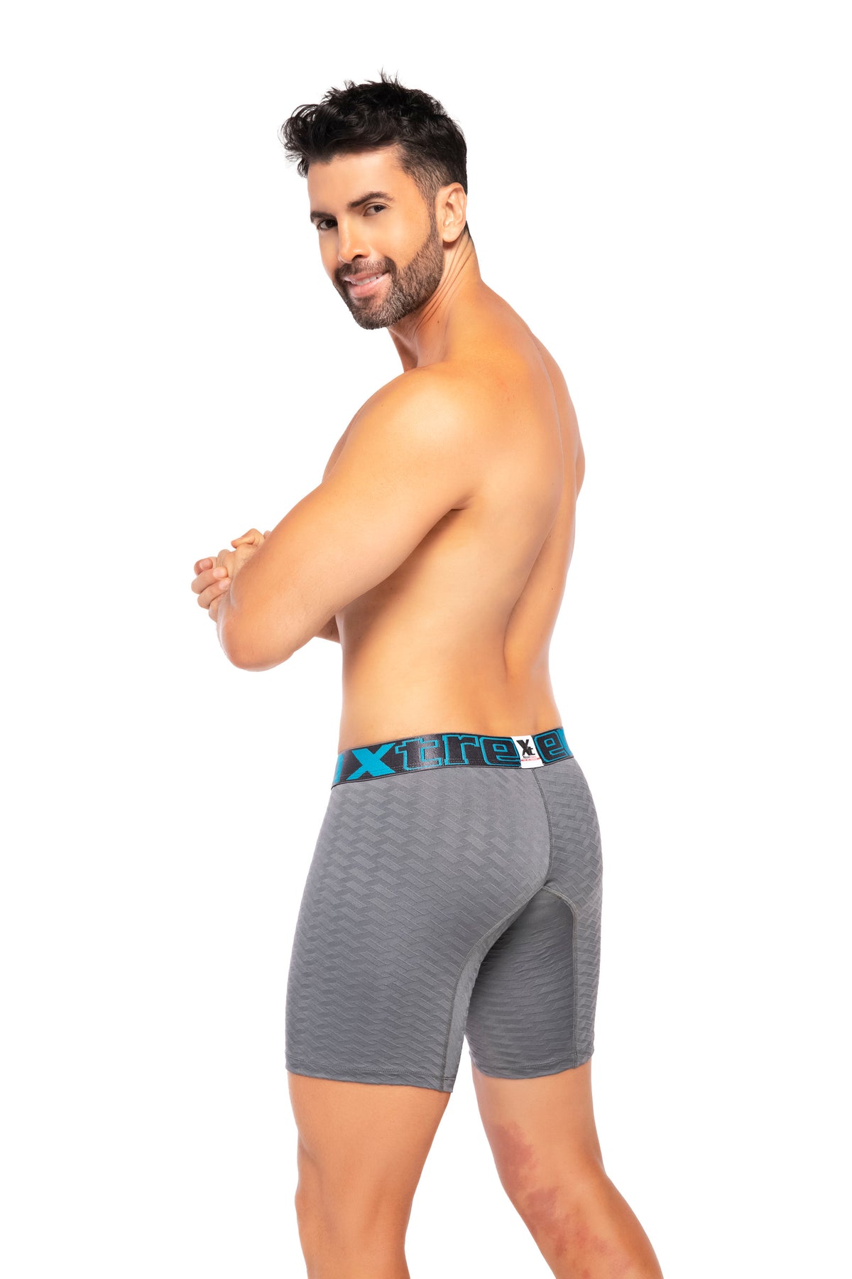 BOXER CLASICO LARGO MICROFIBRA JACQUARD RAYOGRIS OSC
