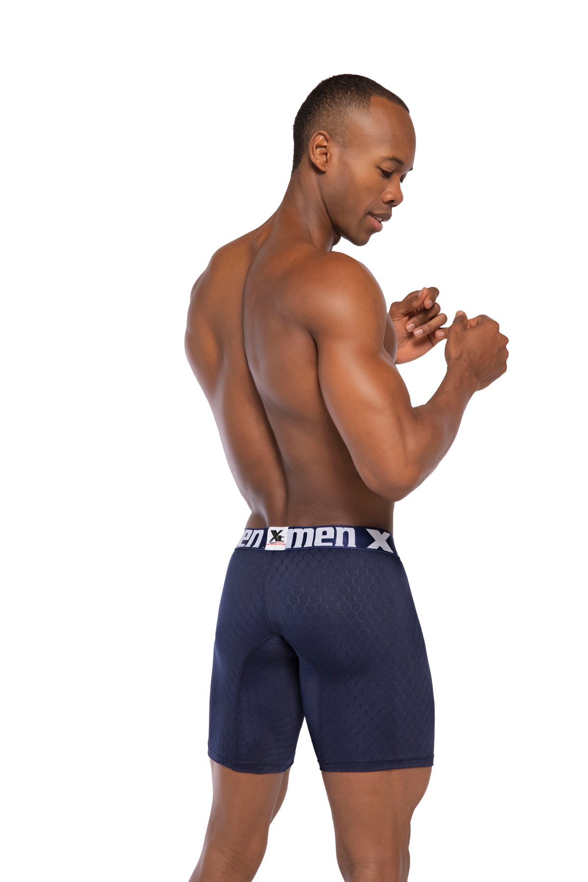 BOXER CLASICO LARGO MICROFIBRA JACQUARD COLMENA AZUL OSC