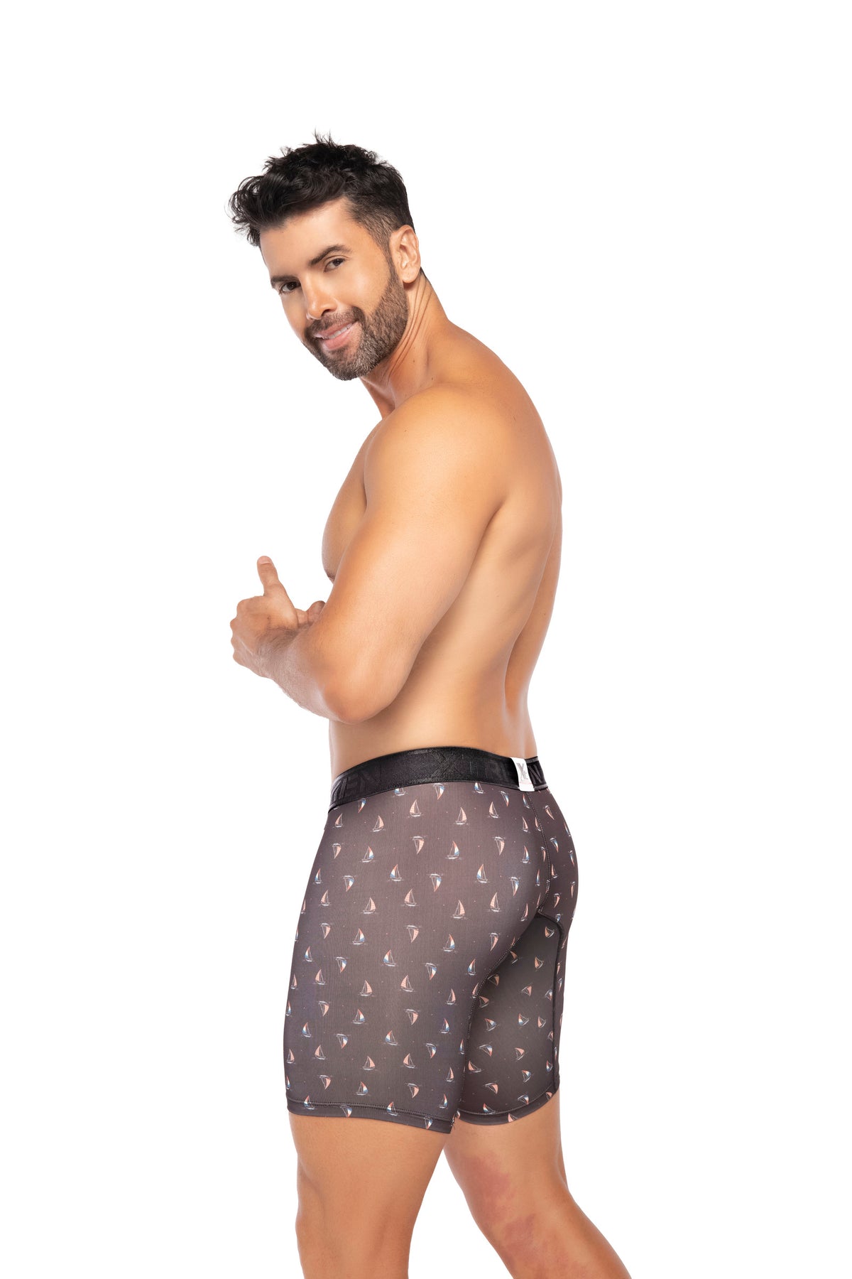 BOXER CLASICO LARGO MICROFIBRA SUBLIMADO VELERO NEGRO