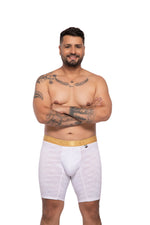 BOXER CLASICO EXTRAGRANDE MICROFIBRA JACQUARD BLOQUES BLANCO