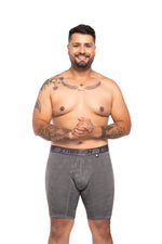 BOXER CLASICO EXTRAGRANDE MICROFIBRA JACQUARD BLOQUES GRIS OSC