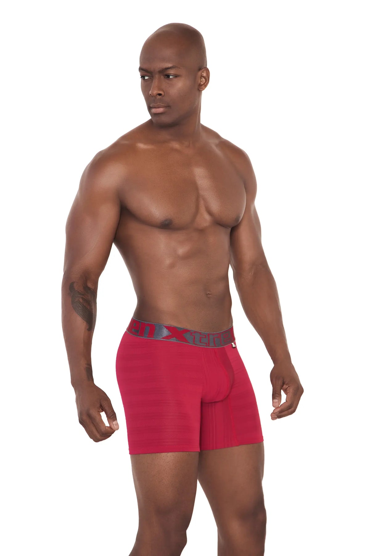 BOXER LARGO MICROFIBRA JACQUARD ROJO