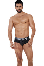 BRIEF MICROFIBRA RAYAS NEGRO